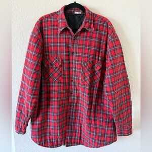 Sports Afield Vintage Red Plaid Flannel Quilt Lined Shirt Jacket Shacket Size XL